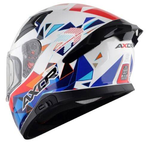 AXOR APEX PRİSMA PEARL WHİTE BLUE Kapali Motosiklet Kaskı - 3