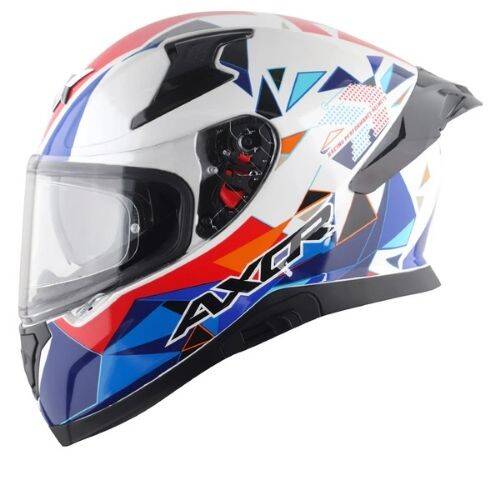 AXOR APEX PRİSMA PEARL WHİTE BLUE Kapali Motosiklet Kaskı - 4