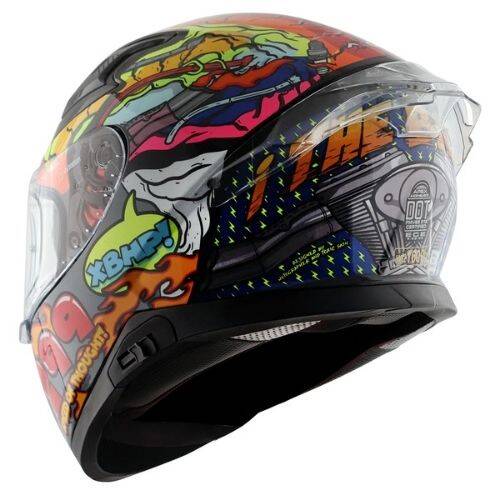 AXOR APEX XBHP 299 NEON YELLOW BLUE Kapalı Motosiklet Kaskı - 4