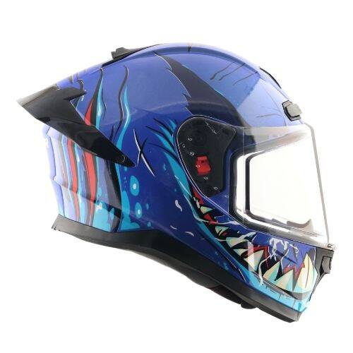 AXOR SABER SAVAGE-E Metalik Mavi Motosiklet Kaskı - 5