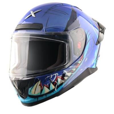 AXOR SABER SAVAGE-E Metalik Mavi Motosiklet Kaskı 