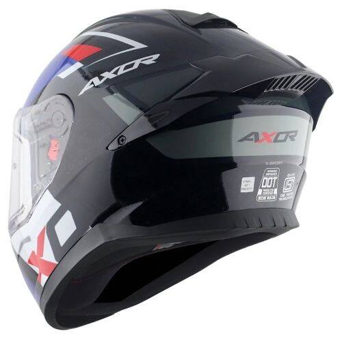 AXOR SABER X-SPORT-E Mat Siyah Mavi Motosiklet Kaskı - 4