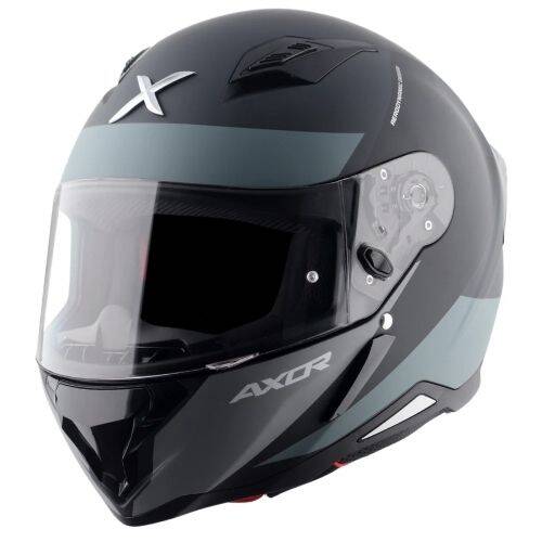 AXOR SH-890 HUNTER TURBO-E Mat Siyah Gri Motosiklet Kaskı - 1