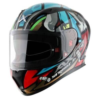 AXOR STREET BOBBY BLUE RED Kapalı Motosiklet Kaskı 