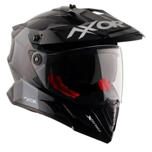 AXOR X CROSS X2 DUAL VİSOR Mat Siyah Gri Cross Motosiklet Kaskı - 3