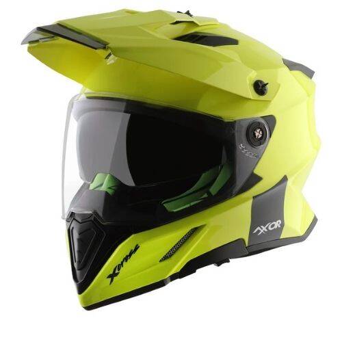 Axor X-Cross Dual Vizör Neon Yellow Cross Motosiklet Kaskı - 1