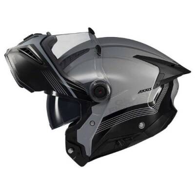 AXXİS GHOSTFIGHTER BİTONE C2 Siyah Gri Çene Açılır Motosiklet Kaskı - 2