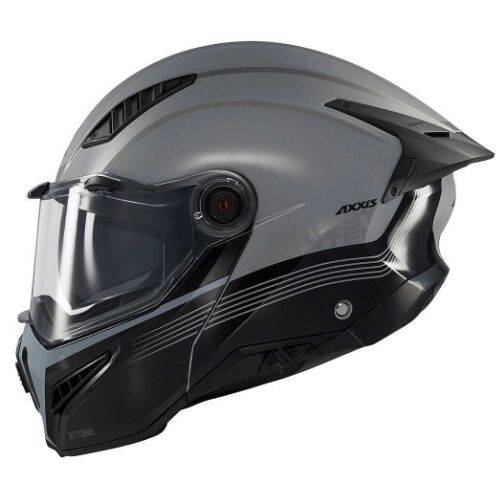 AXXİS GHOSTFIGHTER BİTONE C2 Siyah Gri Çene Açılır Motosiklet Kaskı - 3