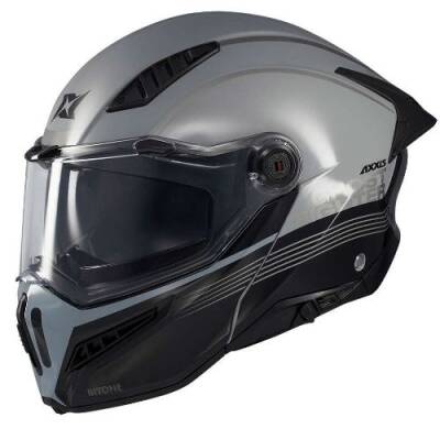 AXXİS GHOSTFIGHTER BİTONE C2 Siyah Gri Çene Açılır Motosiklet Kaskı - AXXİS