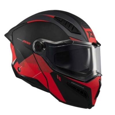 AXXİS GHOSTFIGHTER MANİAC B5 Kırmızı Siyah Çene Açılır Motosiklet Kaskı - 2