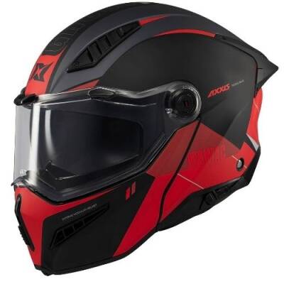 AXXİS GHOSTFIGHTER MANİAC B5 Kırmızı Siyah Çene Açılır Motosiklet Kaskı - 5
