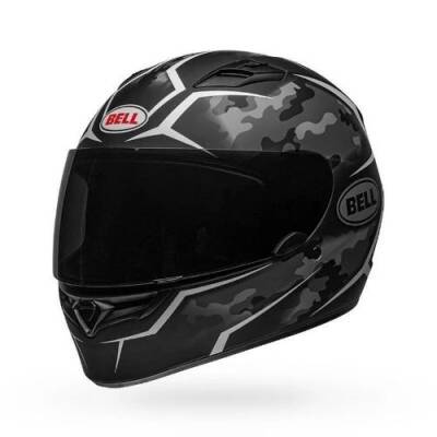 Bell Qualifier Stealth Mat Siyah Beyaz Kamuflaj Kapalı Motosiklet Kaskı - 1
