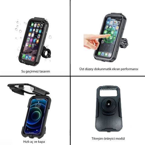 Knmaster TT-950 WU Titreşim Engelleyici Tüm Motosikletlere Uygun Telefon Tutucu - 2