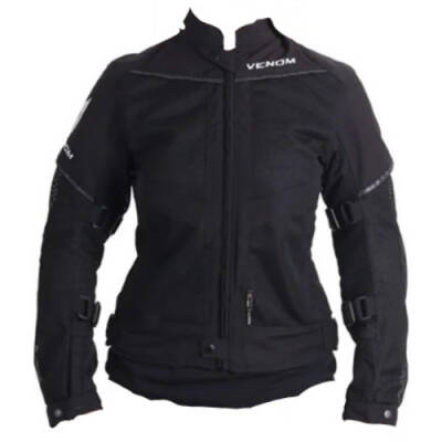 Venom Rock Cordura Siyah Kadın Motosiklet Mont 