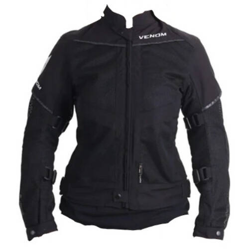 Venom Rock Cordura Siyah Kadın Motosiklet Mont - 1